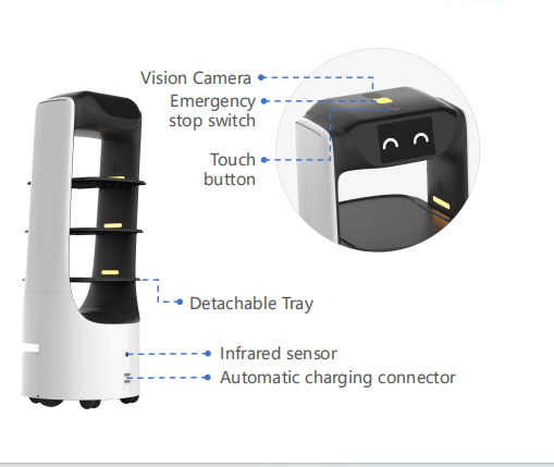 Laser Electric Intelligent Food Delivery Robot ZSA-100S Multiple Application Scenarios
